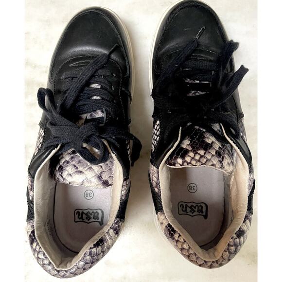 NEW ASH Fool STAR Snake Print Trimmed black Leather Platform Sneakers Size EU 38 - Picture 6 of 14